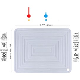 SUNMVEHOT Silicone Trivets Mats Set, Silicone Trivets for Hot Dishes, 9 x 12 Inches Trivets for Hot Pots and Pans, Grey Silicone Hot Pads for Kitchen, Multi-Purpose Heat Resistant Pot Holders 2 Pack