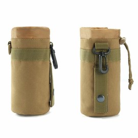 Outdoor Tactical Molle Water Bottle Bags for Military Belt Holder Kettle Pouch - Color: Khaki, Pack: 2 Pack