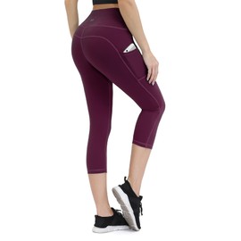 ALONG FIT Capri Leggings for Women High Waist Yoga Pants with Pockets,Tummy Control Yoga Capris Pants Compression Workout Leggings Short Capri