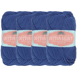 Cotton Select Sport Weight Yarn - 100% Fine Cotton - 4 Skeins - Col 208 - Dynasty Blue