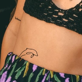 Fake Tattoo Animal - Temporalis® | Adult Temporary Tattoos - EU Certified Cosmetics, Vegan & Waterproof - Lasts 1 to 2 Weeks [Minimalist Dolphin]