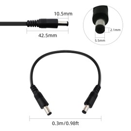 IMIYORE DC5.5x2.1mm 12V Male to Male Cable 18AWG Male to Male Extension Cable 12V Emergency Power 5521 Connector(1ft-2pcs)