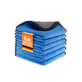 Kemes Microfibre Cloths Car Interior Household Cleaning Cloths 500 GSM Microfibre Polishing Cloth 30 x 30 cm (Blue, 6)