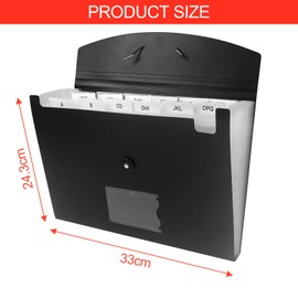 Newpop Document Folder A4, Expanding Folder A4, Folder System, Document Organiser, Folder with Compartments, Document Organiser, Organiser with 13 Compartments, Portfolio Folder Black for Office and