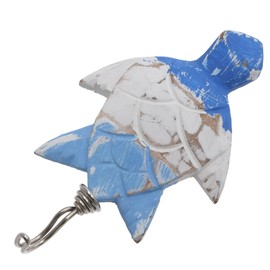 GURU SHOP Maritime Wooden Coat Hook, Wall Hook, Turtle 1, Blue, 15 x 8.5 x 2 cm, Clothes Hook for Kids
