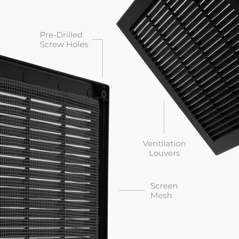 HVAC OV 10" x 10" Inch (Grille Dimensions) Black Plastic