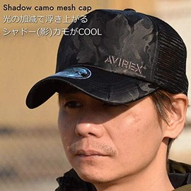 AVIREX 14587700-80 Men's Black Shadow Camo Camouflage Avillex Hat Mesh Cap 14587700-80 Free Size, Black