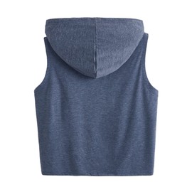 SweatyRocks Women's Summer Sleeveless Hooded Tank Top T-Shirt for Athletic Exercise Relaxed Breathable Dusty Blue L