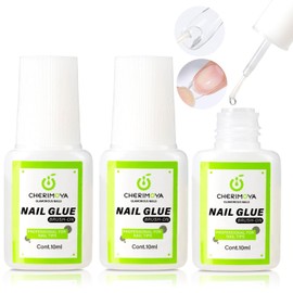 CHERIMOYA Pegamento Uñas Acrílicas con Pincel Pack 3 x 10ml sin UV