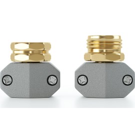 DBR Tech® Garden Hose Repair Kit, Fits 3/4 and 5/8 Inch Hoses, Solid Male and Female Hose End Replacement, Water Line Fixing Kit, Pipe Mender, Water Repair Fix Connector, Rust-Proof Finish, 1 Set