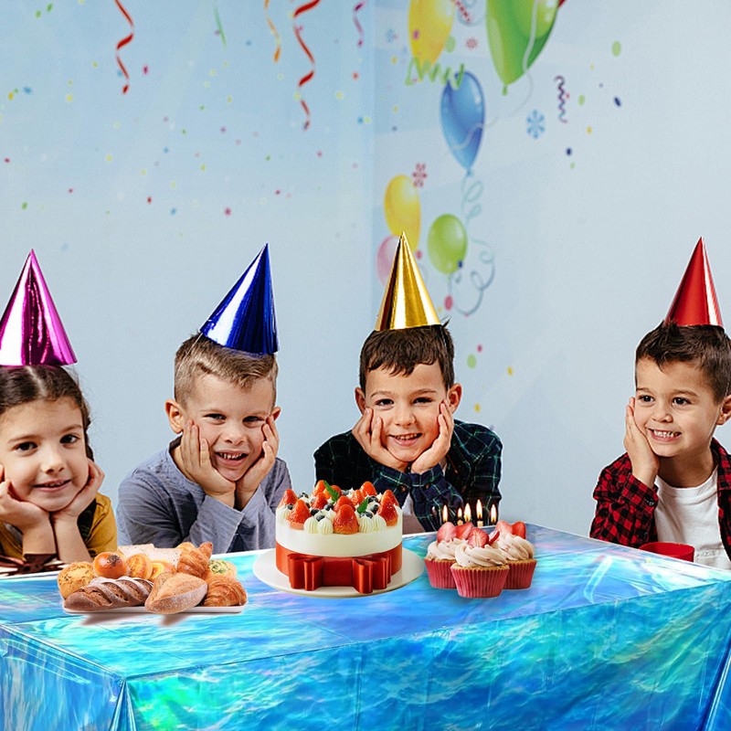 OQOQ Ocean Wave Iridescent Tablecloth(4 Packs) - 108x54 Inches Reflective