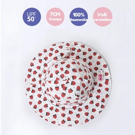 Foruhoo Girls' Sun Hats UV Protection, Adjustable Wide Brim Summer Hat for Baby, strawberry