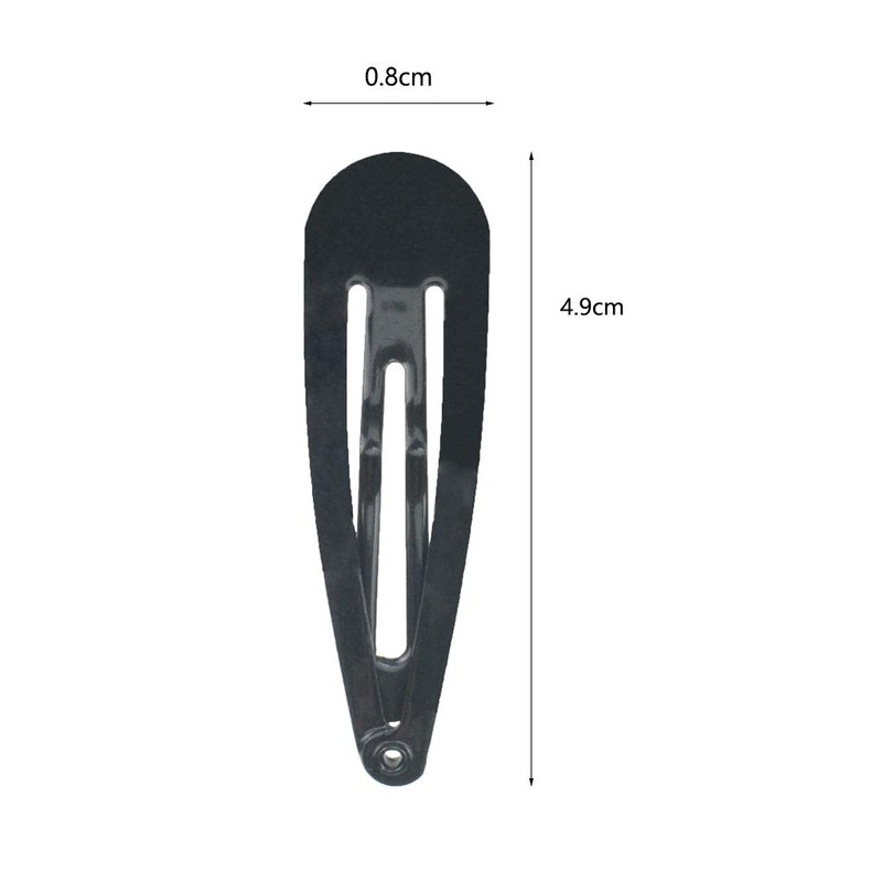 120 Pack 2 Inch Black Color Barrettes Women Metal Snap