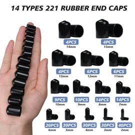Hengxinc 221Pcs Rubber End Caps, 14 Sizes Bolt Covers Kit, PVC Rubber Screw Thread Protectors, Black Round Vinyl Screw Thread Protectors for Screw, Tube, Metal Rods