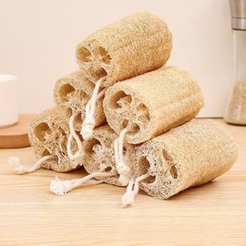 Esponja de Lufa Natural, 4 unidades Estropajo para Cuerpo, Esponja Orgánica para Ducha y Cocina