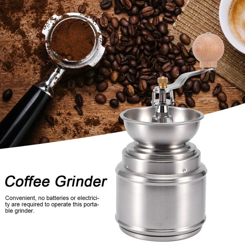 Portable Stainless Steel Manual Coffee Grinder Convenient Adjustable Coffe Bean