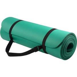 Fitvids 1/2-Inch Extra Thick High Density Anti-Tear Exercise Yoga Mat with Carrying Strap, Green