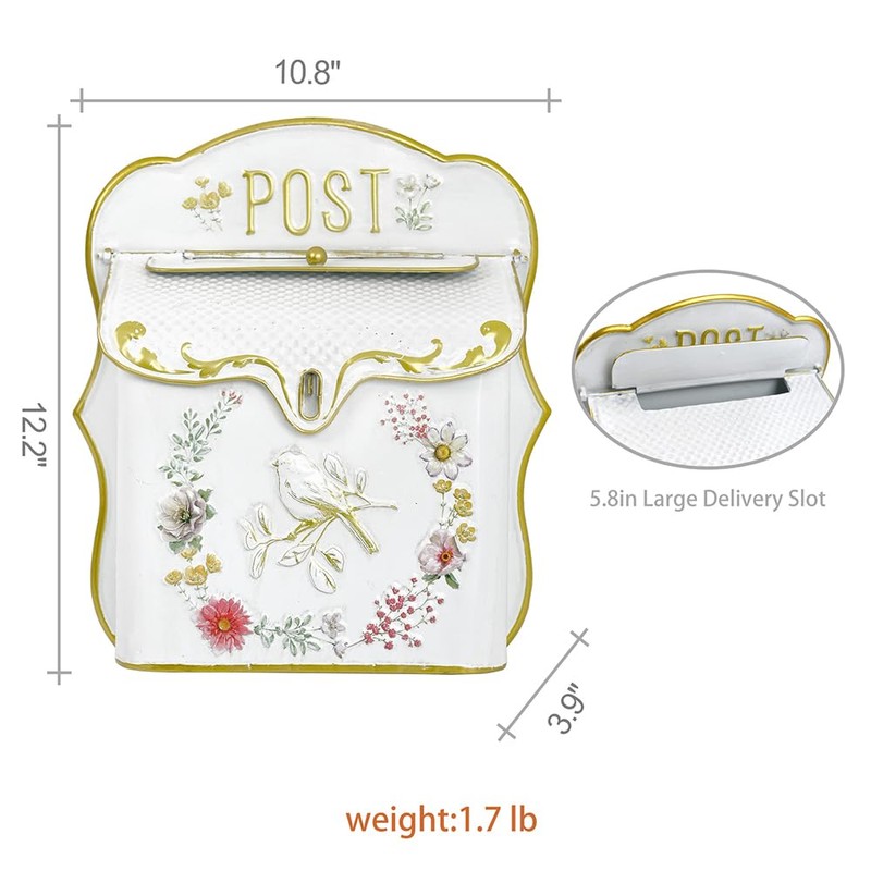 Z² BellaDecor Mailbox Wall Mount Mailboxes for Outside Vintage Mail