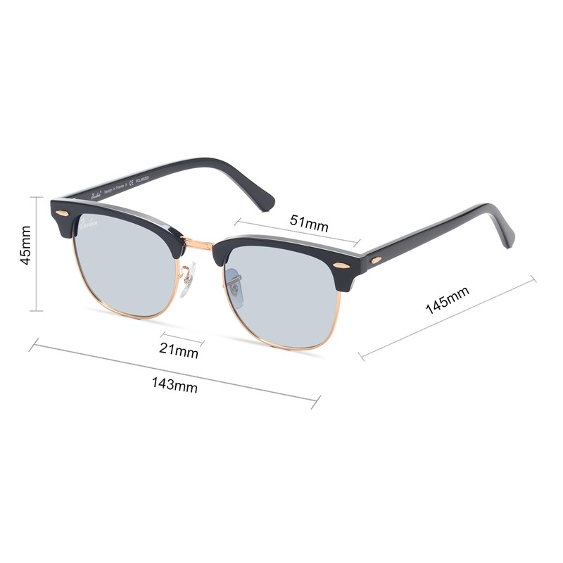 Berikin Sunglasses, Polarized, Glass Lenses, Classic, Half-Frame Type, Unisex, For