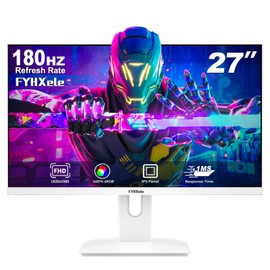 FYHXele 27 inch Gaming Monitor, 165Hz Computer Monitor FHD 1080P Fast IPS Panel Pc Monitor, sRGB100%,1ms, DisplayPort/HDMI/Eye Care/Wall Mount Compatible-White