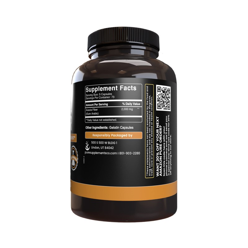 Pure Original Ingredients Acacia Fiber (365 Capsules) No Magnesium Or