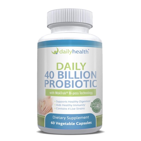 Daily Probiotic 40 Billion CFU MakTrek Bi-Pass Technology Digestion Immune Health 60 Veggie Capsules