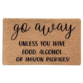 LUVADIAN LUVADIAN Funny Welcome Mats for Front Door - Go Away Welcome Mat, Funny Outdoor Entrance, Front Porch Door Mats, Go Away Unless You Have Food or Packages, 17x30 Inch
