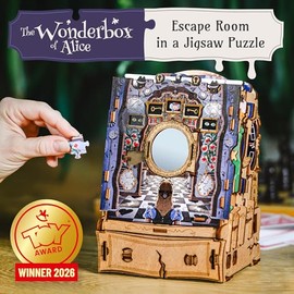 iDventure Cluepuzzle Puzzle Adventure Alice in Wonderland | Sequential Puzzles Puzzle Box Adults and 10+ | Gift Box | Treasure Box | 3D Wooden Puzzle (Basegame Wonderbox of Alice)