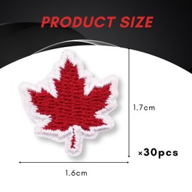 30pcs 1.6CM X 1.7CM Canadian Flag Patches Mini Size Red Maple Leaf Patch Embroidered Patches For Clothing