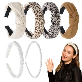 patinadrift Pack of 6 Headbands for Women and Girls, Knotted Headband, Wide Retro Hair Band, Fabric Headband for Women and Girls