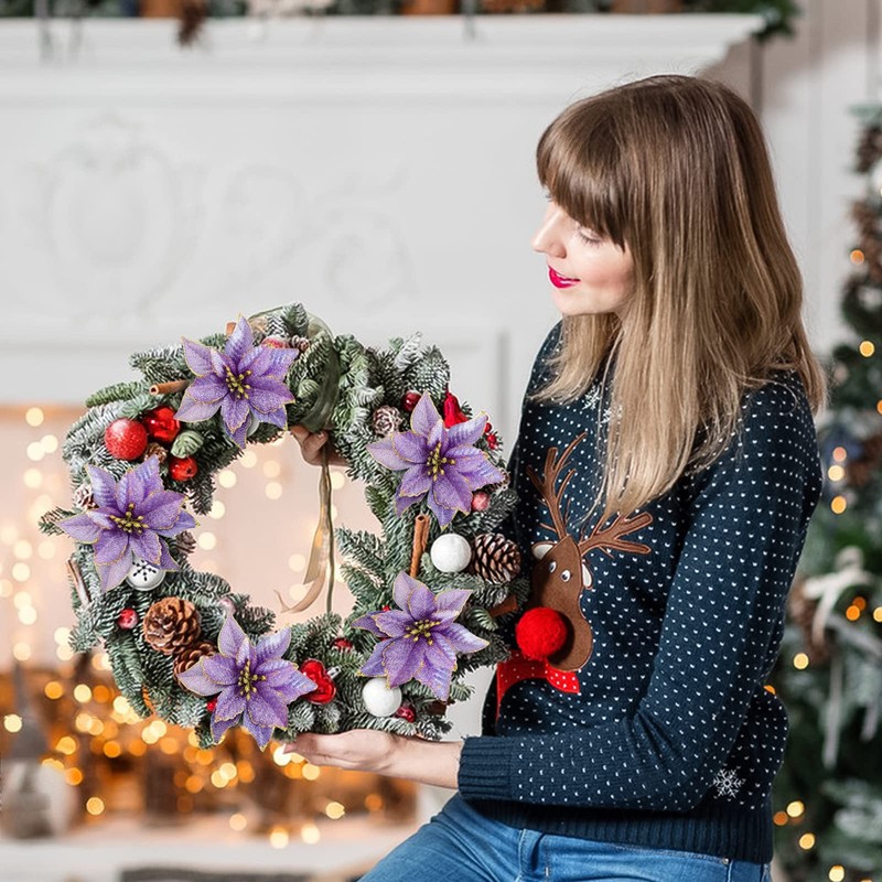 Adornos para árbol de Navidad de Pascua con purpurina, paquete