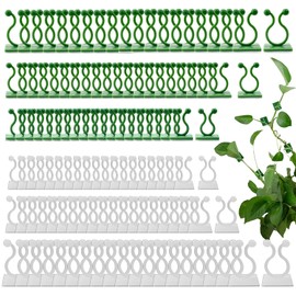 Pack of 120 Plant Clips, 3 Sizes Plant Clips for Climbing Plants, Wall Mounting for Plants, Green, White Plant Support Clip, Plant Clips Wall Plants Wall Mount Plant Clips