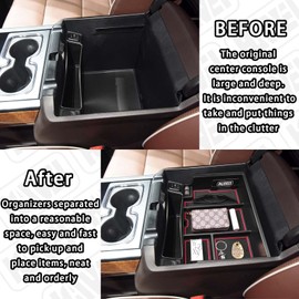 HGWEI Center Console Organizer Tray Compatible with Chevy Silverado/GMC Sierra 2014-2018 and Tahoe Suburban/Yukon 2015-2020 Accessories, Armrest Storage Coin Holder, Replaces 22817343,Red