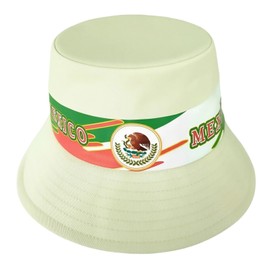 2026 World Football Soccer Cup Support Fan Team Hat Fisherman Bucket Summer Beach Sun Hat for Fans Gifts (US, Alpha, One Size, Mexico)