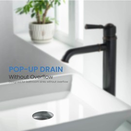KIBI Pop-Up Drain Stopper for Bathroom Sink Without Overflow | Full Cover Design Lavatory Vanity Drain | Durable Solid Brass Construction for Long-Lasting Performance (Oil Rubbed Bronze, KPW103)