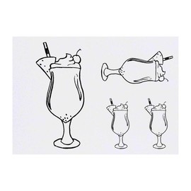 4 x 'Pina Colada Cocktail' Temporary Tattoos - Water Resistant, Skin-Safe, Non-Toxic Transfers, Mixed Sizes (TO00006769)