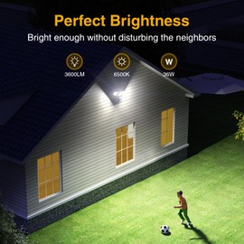 Onforu LED Spotlight with Motion Sensor Outdoor 36 W, 3600 LM LED Spotlight Outdoor Light with Adjustable 3 Heads, 6500 Cool White LED Spotlight, IP65 Waterproof Floodlight for Garage, Garden