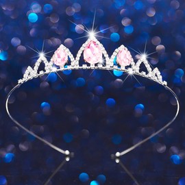 Kilshye Rhinestone Tiara Silver Crystal Princess Tiaras Headband Small Crown for Girls (Pink, Free Size)