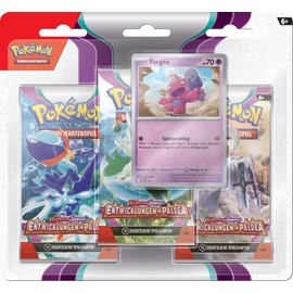 Pokémon-Sammelkartenspiel: 3er-Pack (Forgita) Karmesin & Purpur – Entwicklungen in Paldea (3 Boosterpacks & 1 holografische Promokarte)