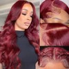 Sterly 24 Inch 99j Burgundy Lace Front Wigs Human Hair