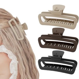 Paquete de 3 pinzas para el cabello de 5.1 pulgadas, pinzas de mandíbula cuadradas rectangulares grandes, pinzas de plástico huecas de sujeción fuerte