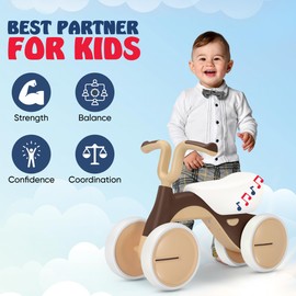 Henry & Colin Baby Balance Bike for Kids, Perfect Baby Bike for Toddlers Stylish Handle (Brown)