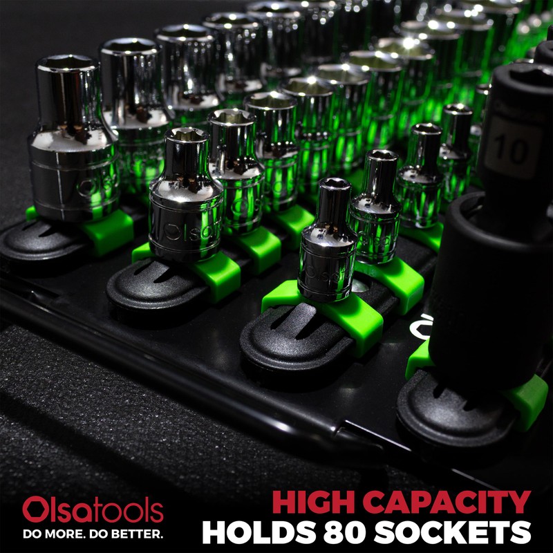 Olsa Tools Portable Socket Organizer Tray - Black Rails with