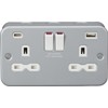 Knightsbridge Metal Clad 13A 2G SP Switched Socket with dual