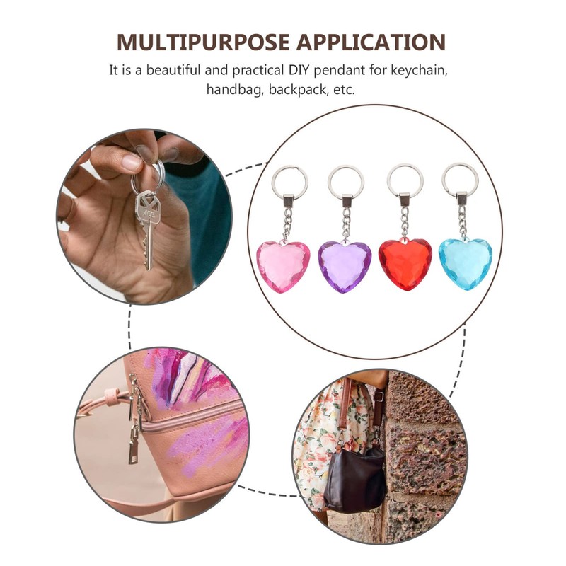 LIFKOME Valentine's Heart Keychain 8Pcs Heart Shape Key Ring Pink