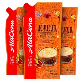 Crema de Rocoto Uchucuta Nuevo Paquete 400 g | Peruvian Red Hot Chili Sauce New Package 14 oz (3 Pack)