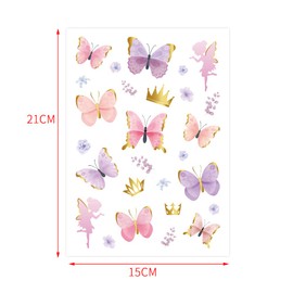 Cranight Butterfly Tattoo Children, 81 Glitter Large Tattoo Stickers, Skin-Friendly, Temporary Children's Tattoos, Fake Tattoo, Children's Birthday Party Favours for Girls, Fairy Decor