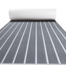 FOCEAN Boat Flooring EVA Foam Boat Decking Faux Teak Marine Flooring Boat Mat Boat Carpet Sheet for Motorboat RV Yacht Kayak Surfboard, 94.5''x 23.6'', Grey+White Lines