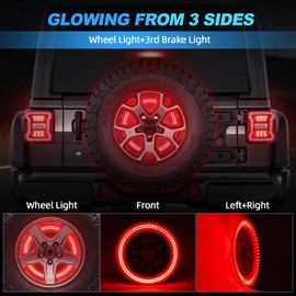 SUPAREE 3-side Spare Tire Brake Light Wheel Light 3rd Third Brake Light fit for Wrangler JL/JLU