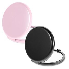 Qianyu 2 Pcs Small Compact Mirror Round Hand Held Cosmetic Magnifying Folding Compact Mirror for Purses 2-Sided Foldable Mirrors with 1X/2X Magnification for Women Girls Travel